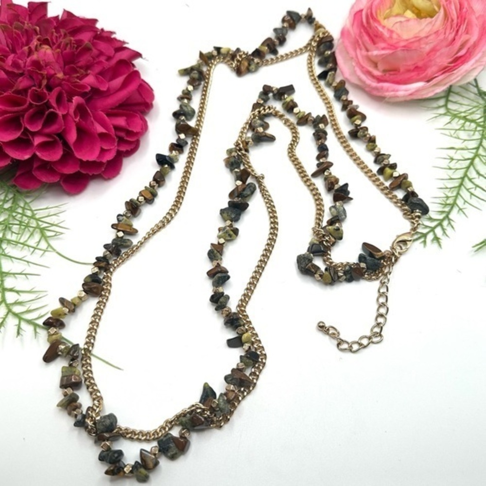 NEW⚜️Tiger’s Eye & Jasper Beaded Chain Necklace